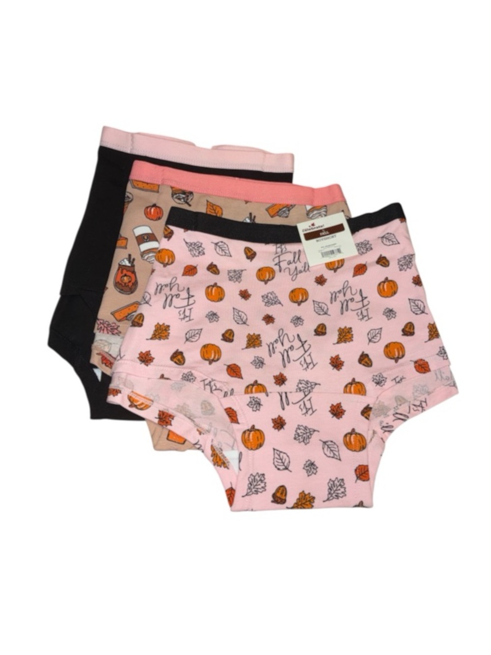 3-Pack High-Waist Autumn Print Panties - Pink, Peach & Black Boyshorts